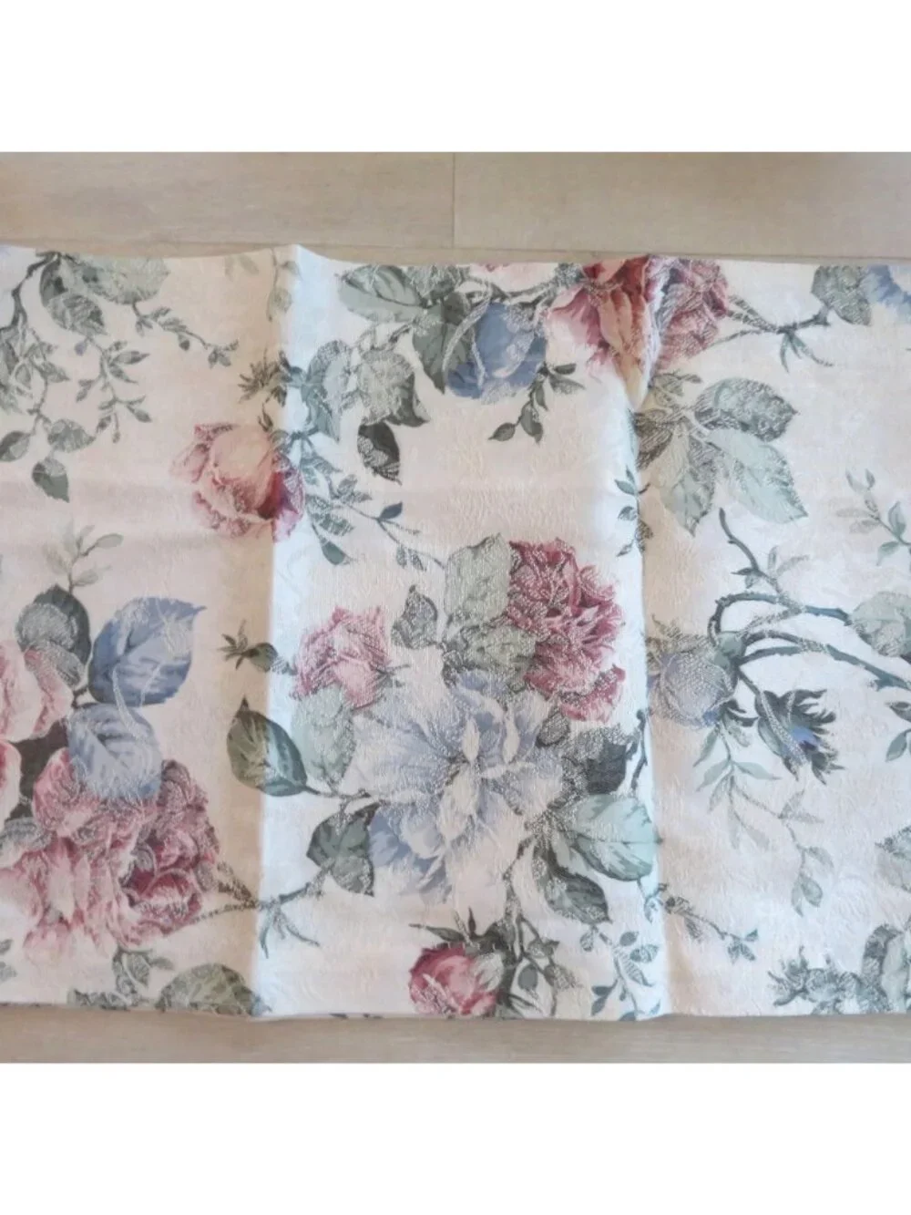 Vintage Burlington Floral Tapestry Valance Pink Blue Roses 17